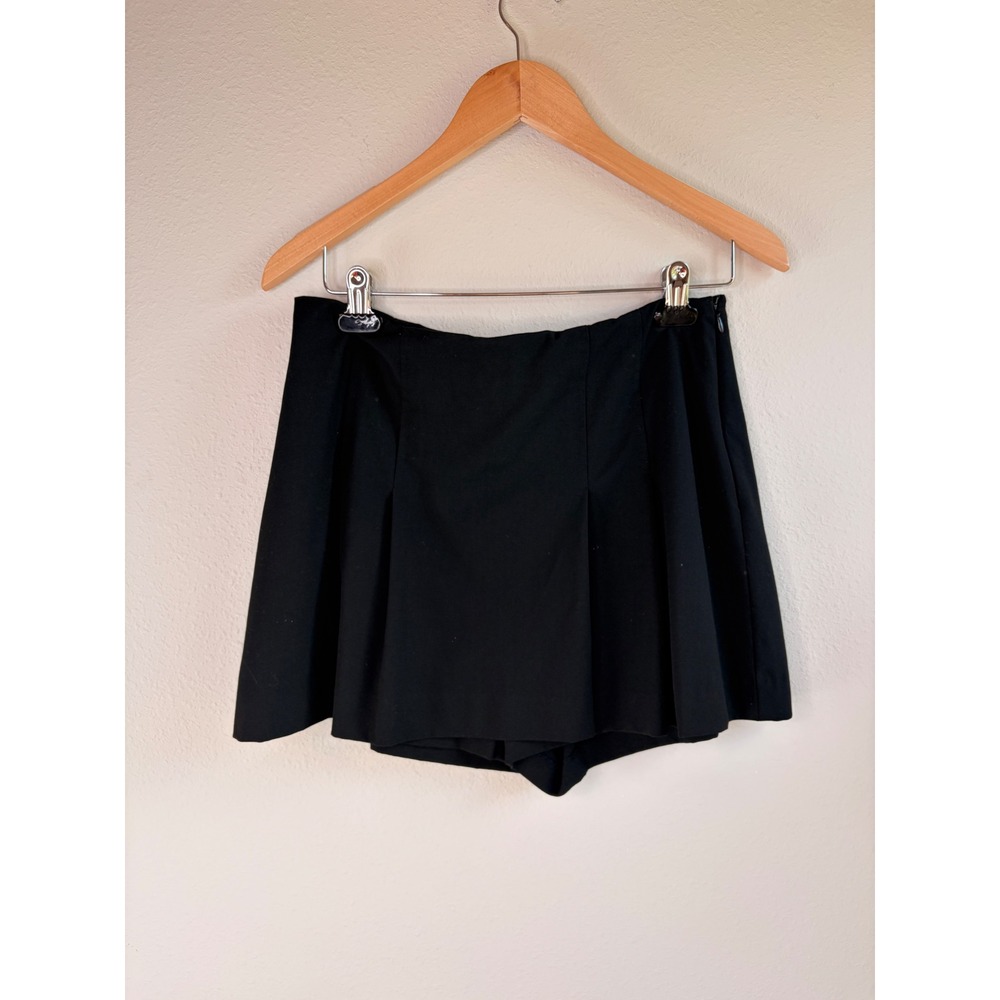 Zara Black Pleated High Waisted Mini Skirt Skort Size Large